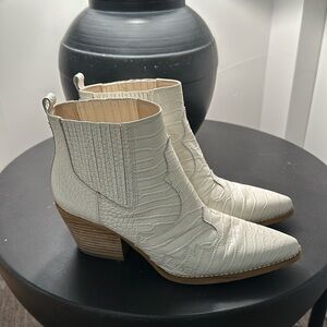 White cowboy booties from Sam Edelman